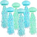 Jellyfish Paper Lanterns, under the sea party decorations, Light Blue Green Cyan Hanging Jelly Fish Lantern for Kids Birthday Decors Ocean Themed party Baby Shower Room Decorations