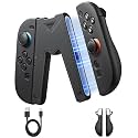 JEMDO Ergonomic JoyCon Charging Grip for Nintendo Switch 2 Only, Magnetic Charger with USB-C Cable & LED Indicator, Comfortable Textured Anti-Slip Grip, Reinforced Back Support Cover, Travel-Ready, Black