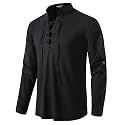JEMITOP Men's Pure Cotton Renaissance Lace Up Shirt