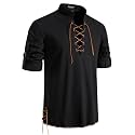 JEMITOP Men's Pure Cotton Renaissance Lace Up Shirt