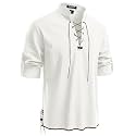 JEMITOP Men's Pure Cotton Renaissance Lace Up Shirt