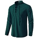 JEMITOP Men's Pure Cotton Renaissance Lace Up Shirt