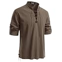 JEMITOP Men's Pure Cotton Renaissance Lace Up Shirt