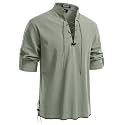 JEMITOP Men's Pure Cotton Renaissance Lace Up Shirt