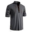 JEMITOP Men's Pure Cotton Renaissance Lace Up Shirt