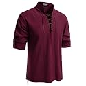 JEMITOP Men's Pure Cotton Renaissance Lace Up Shirt