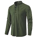 JEMITOP Men's Pure Cotton Renaissance Lace Up Shirt