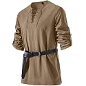 JEMITOP Mens Pure Cotton Vintage Shirt Renaissance Costume Without Belt
