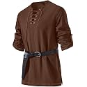 JEMITOP Mens Pure Cotton Vintage Shirt Renaissance Costume Without Belt