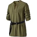 JEMITOP Mens Pure Cotton Vintage Shirt Renaissance Costume Without Belt