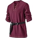 JEMITOP Mens Pure Cotton Vintage Shirt Renaissance Costume Without Belt