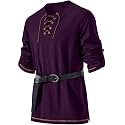 JEMITOP Mens Pure Cotton Vintage Shirt Renaissance Costume Without Belt