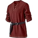 JEMITOP Mens Pure Cotton Vintage Shirt Renaissance Costume Without Belt