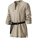 JEMITOP Mens Pure Cotton Vintage Shirt Renaissance Costume Without Belt