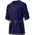 JEMITOP Mens Pure Cotton Vintage Shirt Renaissance Costume Without Belt