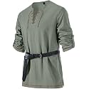 JEMITOP Mens Pure Cotton Vintage Shirt Renaissance Costume Without Belt