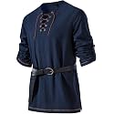 JEMITOP Mens Pure Cotton Vintage Shirt Renaissance Costume Without Belt