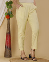 JEMOR Women Regular Fit Beige Pure Cotton Trousers