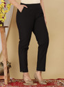 JEMOR Women Regular Fit Black Pure Cotton Trousers