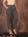 JEMOR Women Regular Fit Grey Pure Cotton Trousers
