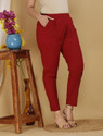 JEMOR Women Regular Fit Maroon Pure Cotton Trousers