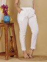 JEMOR Women Regular Fit White Pure Cotton Trousers