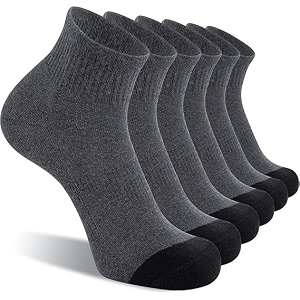 men39s ankle length cushioned sports socks  breathable fabric  moisture wicking  anti-blister comfort  gym running walking