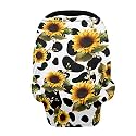 JEOCODY Baby Car Seat Cover Cow,Sunflwers Pattern Elastic Shopping Cart Cover High Chair Cover Protector