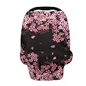 JEOCODY Car Seat Covers for Babies Cherry Blossom Elastic Pram Dust Cover Shopping Cart Cover Infant Carseat Canopy Shopping Cart Cover Multi-Use Nursing Breastfeeding Covers Nursing Scarf