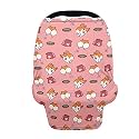 JEOCODY Pink Corgi Dog Print Multi Use Cover Soft Nursing Cover Elastic Carseat Canopy Stroller Cover Shopping Cart Cover