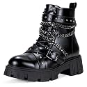 JEOSSY Women's Chelsea Combat Boots, Chunky Platform Ankle Boots
