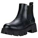 JEOSSY Women's Chelsea Combat Boots, Chunky Platform Ankle Boots
