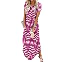 Jeqeocafy Women Summer Long Sundress Crewneck Short Sleeve Maxi Dress 2026 Casual Loose Beach Dress with Pockets