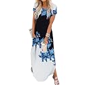Jeqeocafy Women Summer Long Sundress Crewneck Short Sleeve Maxi Dress 2026 Casual Loose Beach Dress with Pockets
