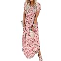 Jeqeocafy Women Summer Long Sundress Crewneck Short Sleeve Maxi Dress 2026 Casual Loose Beach Dress with Pockets