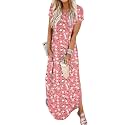 Jeqeocafy Women Summer Long Sundress Crewneck Short Sleeve Maxi Dress 2026 Casual Loose Beach Dress with Pockets