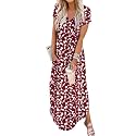 Jeqeocafy Women Summer Long Sundress Crewneck Short Sleeve Maxi Dress 2026 Casual Loose Beach Dress with Pockets