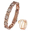 Jeracol Copper Bracelets for Women, Ultra Strength Magnetic Bracelets with 3800 Gauss Magnets & Sparkling Cubic Zirconia, Pure Copper Clover Jewelry with Ring