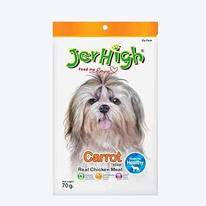 jerhigh carrot stick dog treat with real chicken meat - 70 gm each - pack of 2 all life stages