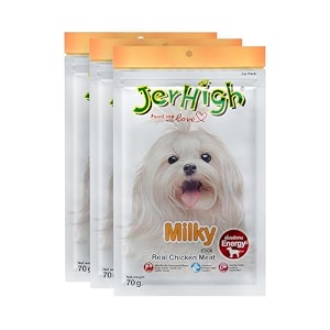 jerhigh chicken all life stages dog treats free from by-products amp gluten milky stick 3 x 70g - sold by dogsncats
