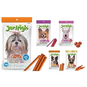 jerhigh combo flaouver carrotbaconcookieblueberryjerky healthy and fresh human grade high protein chicken stix dog treats stick for all life stages suitable 70g pack of 5