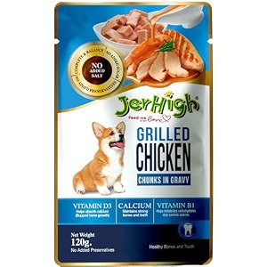 jerhigh wet dog food human grade high protein chicken gravy grilled chicken pack of 48 with free gnawlers calcium bone 1pc 22g sold by dogsncatsall life stages