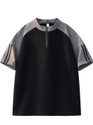 JERKYN Colorblock Striped Men Mandarin Collar Black