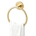 Jesginboo Adhesive Hand Towel Holder, Round Towel Ring, Gold