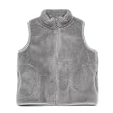 JESKIDS Girls' Boys Sherpa Fleece Vest Outwear Lightweight Solid Color Cute Jacket with Pockets 2-11 Years