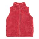 JESKIDS Girls' Boys Sherpa Fleece Vest Outwear Lightweight Solid Color Cute Jacket with Pockets 2-11 Years