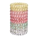 JessLab Spiral Hair Ties for Ladies, 10-Pack Elastic Cute Plastic Coil Bands, No-Damage Accessory for Women and Children with Thick or Thinning Hair, Fruit