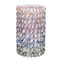 JessLab Spiral Hair Ties for Ladies, 10-Pack Elastic Cute Plastic Coil Bands, No-Damage Accessory for Women and Children with Thick or Thinning Hair, Colorful Print