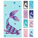 Jessy Home 4 Pack Mermaid Beach Towel 30"x60" Soft Microfiber Swim Towels Absorbent Quick Dry Sand Free Beach Towels Set for Girls & Women for Beach Travel - Light Blue