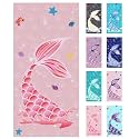 Jessy Home 4 Pack Mermaid Beach Towel 30"x60" Soft Microfiber Swim Towels Absorbent Quick Dry Sand Free Beach Towels Set for Girls & Women for Beach Travel - Pink